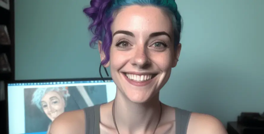 woman smiling on video call