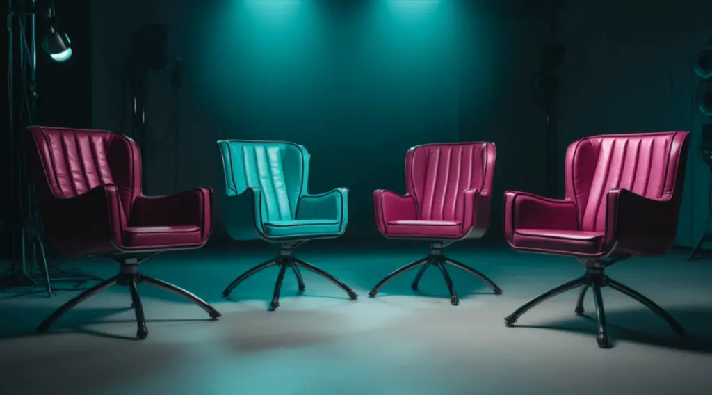 different types of chairs in a room