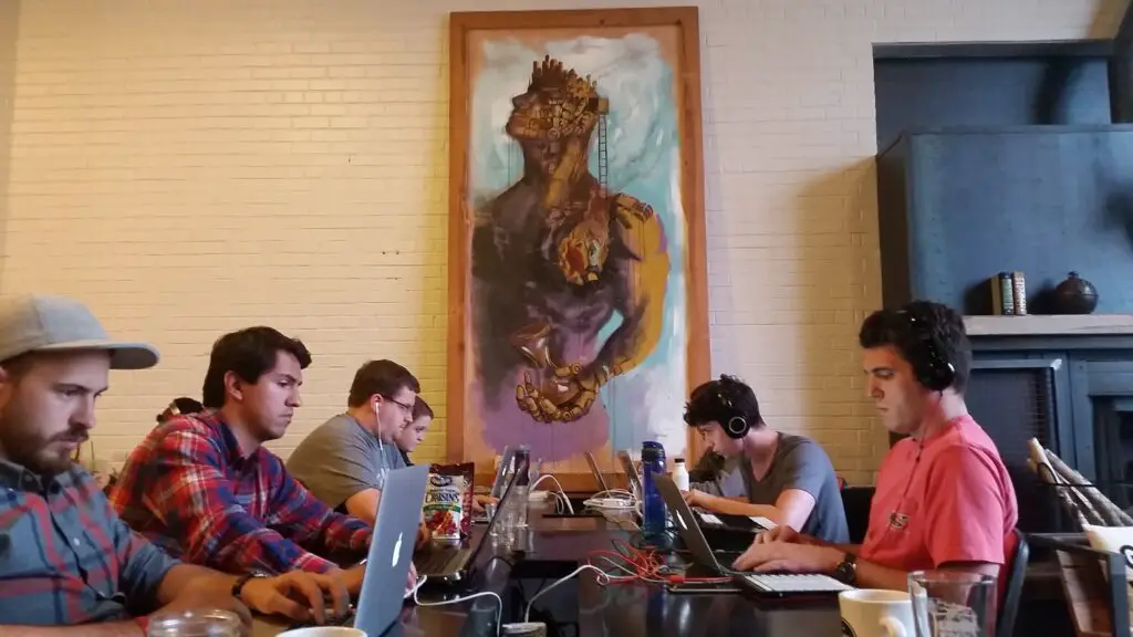 Jared and team working from Common Desk