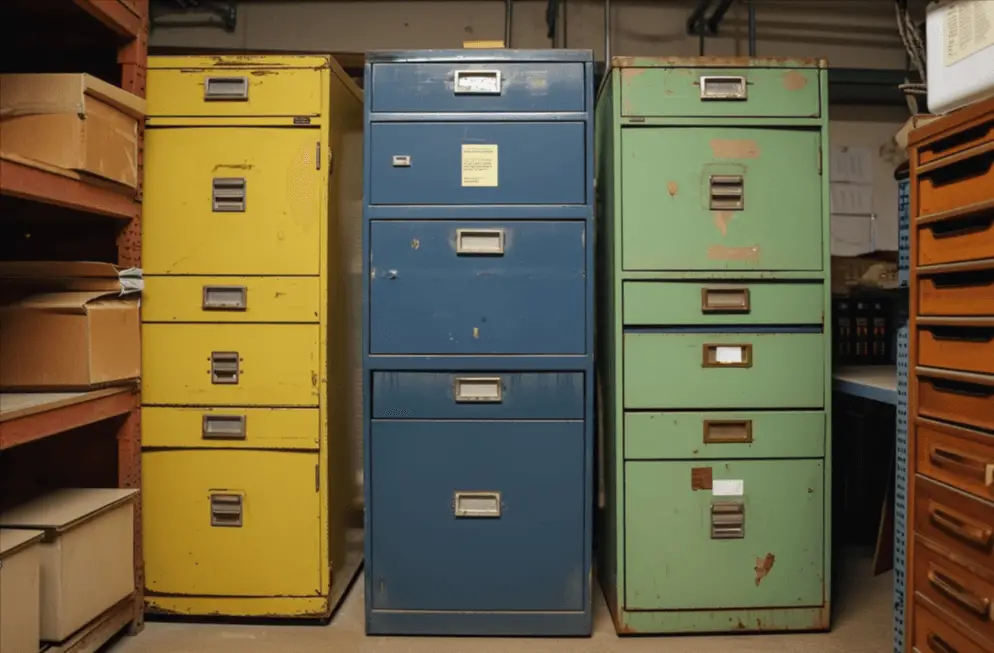 Old file folder cabinets